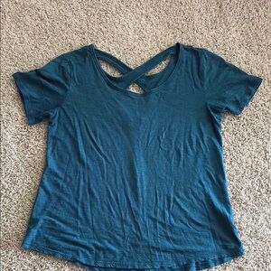 Teal Women's Top with Cross Back Detail